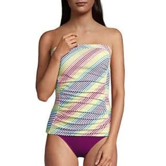 NWT Lands' End Women's Removable Strap Bandeau Tankini Top Size 16 $80 DD834 - Picture 1 of 5